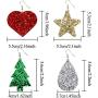 URATOT 12 Pairs Christmas Glitter Faux Leather Earrings for Women Girls Christmas Tree Star Drop Earrings Teardrop Long Dangle Earrings with Red Velvet Storage Bag for Xmas Jewelry Accessory