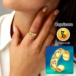 FaithHeart Constellation Zodiac Open Band Rings Astrology Horoscope Adjustable Stacking Ring Jewelry for Women Teen Girls with Brand Packaging