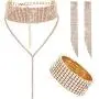 Hicarer Women Crystal Jewelry Set Bridal Wedding Rhinestone Choker Bracelet Dangle Earrings