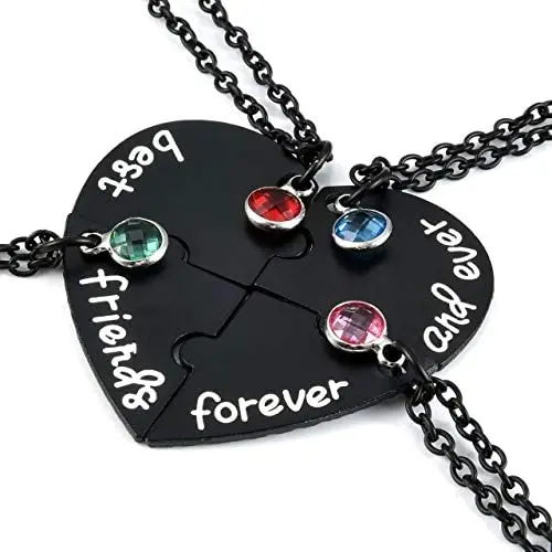 Top Plaza Silver Tone Alloy Rhinestone Best Friends Forever and Ever BFF Necklace Engraved Puzzle Friendship Pendant Necklaces Set(Set of 3) Top Plaza Silver Tone Alloy Rhinestone Best Friends Forever and Ever BFF Necklace Engraved Puzzle Friendship Pendant Necklaces Set(Set of 3)