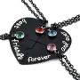 Top Plaza Silver Tone Alloy Rhinestone Best Friends Forever and Ever BFF Necklace Engraved Puzzle Friendship Pendant Necklaces Set(Set of 3)
