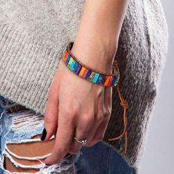 SPUNKYsoul Boho Beaded Handmade Wrap Leather Tube Crystal Stone Bracelet for Women