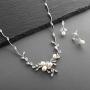 Mariell Genuine Freshwater Pearl & CZ Marquis Necklace Earrings Set Luxury Bridal Jewelry