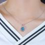 CiNily 14K White Gold Plated Opal Pendant Necklace-Flower/Oval Shap Necklace Gemstone Women Girls Jewelry Gift