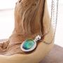 MOJO JEWELRY Handmade Made Mood Stone Mood Pendant Sterling Silver Plated Mood Necklace with Stainless Steel Chain 16''+2'', MJ20NK-05