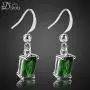 RIZILIA Dangle Drop Pierced Earrings with Rectangular Cut CZ [9 Colors available] in White Gold Plated, Simple Modern Elegant