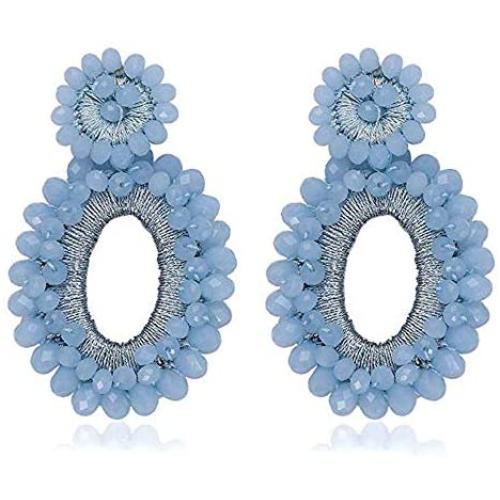 Statement Drop Earrings - Bohemian Beaded Teardrop Dangle Earrings Gift for Women