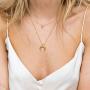 Tiny Horn Choker Crescent Moon Pendant Necklace for Women Girls Men 925 Sterling Silver 14K Gold Plated Open Heart Karma Full Waning Half Moon Boho Ball Bead Chain Minimalist Delicate Jewelry Gift