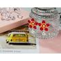 RareLove Valentines Gifts for Girlfriend Big Red Daisy Flower CZ Crystal Dangle Stud Earrings Statement Jewelry For Women Girls Silver Alloy Plated