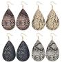 4 Pairs Bohemian Snakeskin Leather Earrings Set Retro Leopard Print Teardrop Earring Dainty Animal Python Print Drop Earrings for Women Girls Jewelry