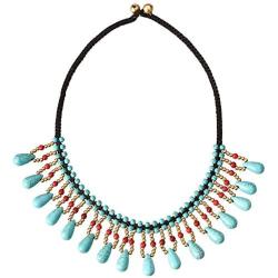 MAYTRY Original Bohemian Turquoise Necklace, Imported Wax Rope Woven Creative Clavicle Chain, a Gift for Fashionable Women