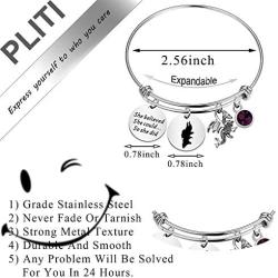 PLITI Maleficent Jewelry Villains Gifts Evil Queen Charm Bracelet Sleeping Beauty Villain Inspired Gifts She Believed She Could So She Did Maleficent Silhouette Bangle