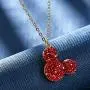 Deelan Womens Mickey Pendant Necklaces for Women 18K Gold Plated Mouse Charm Jewelry Necklace Girls Gift
