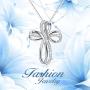 POPLYKE Cross Necklace Sterling Silver Infinity Loop Cross Pendant Necklace for Women Girls Boys