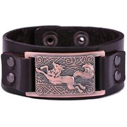 Dawapara Vintage Fenrir Nordic Wolf Celtic Knot Metal Cuff Bracelet Spiritual Animal Jewelry for Men/Women Gift