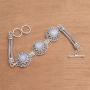 NOVICA Rainbow Moonstone and Blue Topaz .925 Sterling Silver Link Bracelet, 7'', Temple Roof