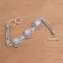 NOVICA Rainbow Moonstone and Blue Topaz .925 Sterling Silver Link Bracelet, 7'', Temple Roof NOVICA Rainbow Moonstone and Blue Topaz .925 Sterling Silver Link Bracelet, 7'', Temple Roof