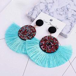 COMMINY 6-9 Pairs Colorful Statement Tassel Earrings Handmade Bohemian Hanging Fringe Dangle Earrings for Women Girls