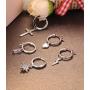 ORAZIO 6 Pairs Hoop Dangle Earrings Set for Men Women Heart Crystal Star Moon Heart Asymmetrical Huggie Drop Dangle Earrings Stainless Steel Earrings Fashion Jewerly