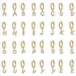 Huggie Hoop Earrings for Girls,14k Gold Plated Cubic Zirconia Heart Earrings Cute Small Letter Earrings Jewelry Gifts for Girls Women