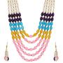 Efulgenz Pink Floral Faux Pearl Beads Strand Necklace Earrings Fashion Costume Jewelry Set for Women Girls (Multicolor)