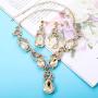 ORAZIO Crystal Wedding Bridal Jewelry Set for Women Rhinestone Necklace Dangle Earring Bracelet for Bride Bridemaids