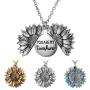 ABTFYFOCUSIN Sunflower Necklace for Women Girls You are My Sunshine Necklace Sunflower Locket Jewelry Pendant Chain Gifts (Vintage Silver)