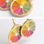 DAMLENG Charm Colorful Lemon Dangle Earrings Enamel Alloy Assorted Fruits Drop Earrings for Women Girls Statement Jewelry Gifts