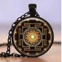 Sri Yantra Yantram Kavach Pendant 1.25'' Inch - Unique - Energized Sacred Gold plated hollowed Sri Yantra Pendant Necklace jewelry in finish