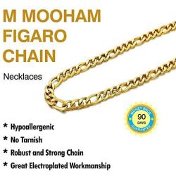 M MOOHAM 4MM 5MM 6MM 7MM 9.5MM 10MM Black Silver Gold Plated Stainless Steel Figaro Chain Necklace for Men Women 16-36 Inch