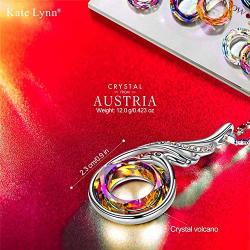 Kate Lynn Women Jewelry Set Nirvana of Phoenix Pendant Necklace & Dangle Earrings & Bangle Bracelet Volcano Crystals from Austria Gifts for Her Valentines Day with Gift Box