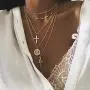 Fstrend Holy Layered Cross Necklace Gold Choker Coin Chain Rose Flower Pendant Multilayered Long Necklaces Jewelry for Women and Girls (Gold) Fstrend Holy Layered Cross Necklace Gold Choker Coin Chain Rose Flower Pendant Multilayered Long Necklaces Jewelry for Women and Girls (Gold)