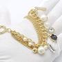 Fashion Jewelry MISASHA Logo Gold Tone Chain Inspired Charm Bracelet for Women