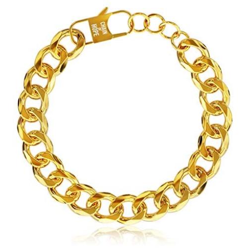 Gold Bracelets for Women, Gold Chain Bracelet, Gold Link Bracelet, Cuban Link Bracelet Gold Charm Bracelet 14k Gold Plated Bracelet Celebrity-Approved Gold Link Bracelet