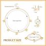 Florideco 4Pcs 14K Gold Plated Butterfly Choker Necklace Earrings Bracelet Ring Set for Women Ladies Gift Jewelry Dainty Chain Butterfly Pendant Necklace Cute Drop Dangle Hoop Earrings Rose Gold