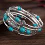 BULINLIN Layered Wrap Bangle Turquoise Bracelet - Bead Bracelet with Natural Agate Stone, Gifts for Women