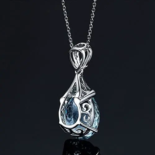 wassana Romantic Natural Women Silver Necklace Aquamarine Pendant Jewelry wassana Romantic Natural Women Silver Necklace Aquamarine Pendant Jewelry