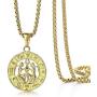 Trendsmax Astrology Constellation Horoscope Zodiac Pendant Necklace for Women Mens Gold Plated Stainleess Steel 22inch Box Chain