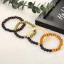 Jstyle 20Pcs Wooden Bead Bracelet for Women Mens Lava Rock Stone Beads Essential Oil Diffuser Beaded Bracelets Bangles Elastic Stretch Bracelet Set