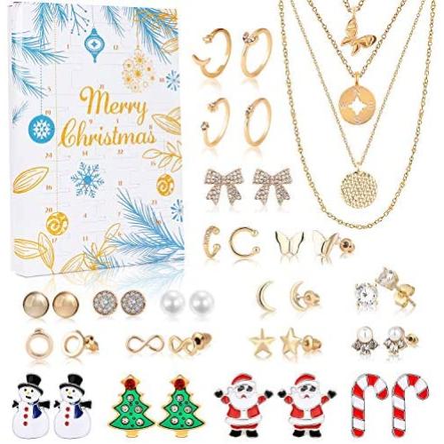 Golray Jewelry Advent Calendar for Women 2020 Christmas with Fashion Bracelet Necklace Rings Earring 24 Days Countdown to Holiday Xmas Surprise Gift for Wife Daughter Mom Adult Girls