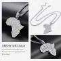 Mens Womens Shiny Cubic Zirconia Africa Map/Broken Heart/Maple Leaf/Wave/Praying Hands/Cross Pendent Necklace with Spiga Chain 22+2(Extended) 18K Gold/Platinum Plated Hip Hop Jewely(Send Gift Bxo)