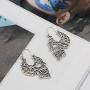 Unisex 925 Sterling Silver Plated Hollow White Skull Earring Human skeleton Head Charm Lever-back Dangle Earrings