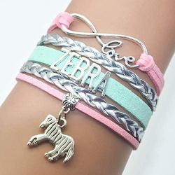 HHHbeauty Zebra Bracelet Jewelry Gifts Leather Infinity Love Zebra Gifts Zebra Jewelry Bracelet Gifts for Women, Girls, Men, Boys, Zebra Themed Gifts