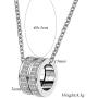 Jude Jewelers Stainless Steel Two Eternity Rings Charm Statement Wedding Party Collar Necklace