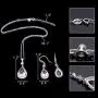 EleQueen 925 Sterling Silver Full Cubic Zirconia Teardrop Bridal Pendant Necklace Hook Dangle Earrings Sets