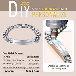 GoldChic Jewelry Personalized Mens ID Bracelets,Stainless Steel Bracelets, 10mm/12mm Wide Curb Link ID Bracelet/Elastic Stretch Bracelet (3 Options: 7.5inches/8.3inches/Stretch),Matching Bracelets