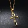 HUANIAN Mens Stainless Steel Coptic Anka Cross Religious Pendant Necklace, 24'' Curb Chain HUANIAN Mens Stainless Steel Coptic Anka Cross Religious Pendant Necklace, 24'' Curb Chain
