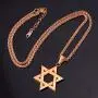 JewelBeauty Star of David Pendant Necklace Stainless Steel Jewish Jewelry for Men Women Religious Free 24'' Chain