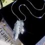 ALAIX Womens Necklace Silver Chain Necklaces with Leaf Shiny Bling Sparkle Pendant Sweater Necklace Long for Women