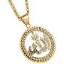 HZMAN Cubic Zirconia Allah Gold Pendant Necklace Middle East Charm Islam Round Pendant HZMAN Cubic Zirconia Allah Gold Pendant Necklace Middle East Charm Islam Round Pendant